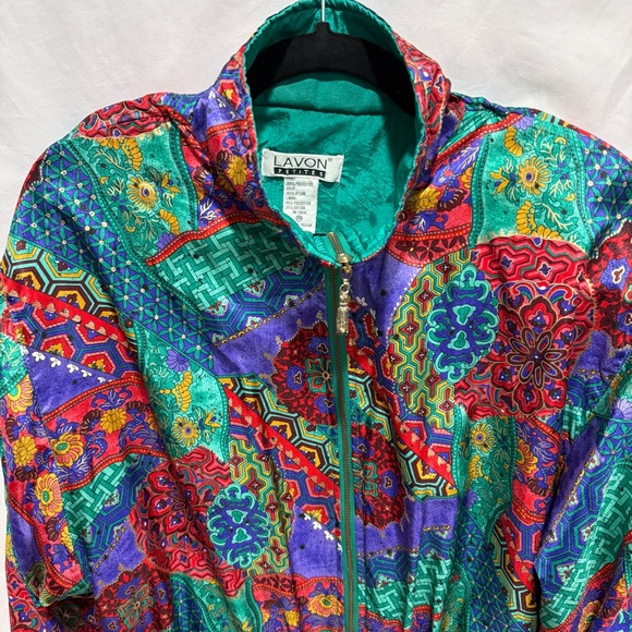 Lavon Petites PM Vintage Windbreaker Jacket Festival Retro Patchwork Print Event - Picture 3 of 16
